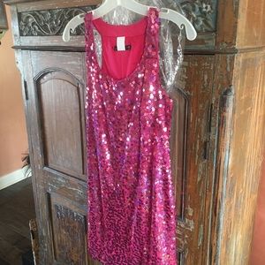 Hot pink sequin dress